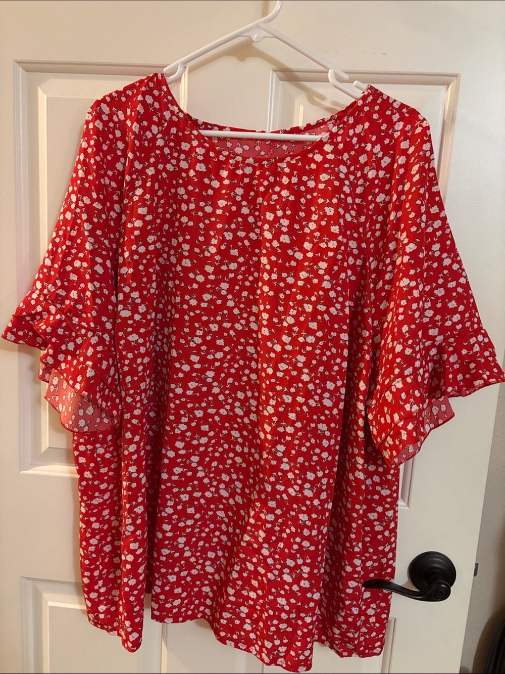 SHEIN Red Floral Print Curve Blouse